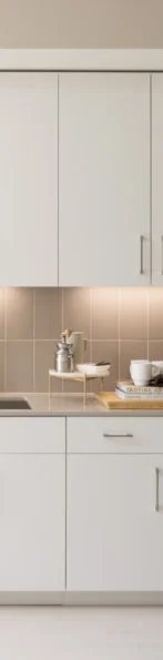 2 Bedroom Apartments in Sunnyvale, CA | The Martin | Kitchen Featuring Stainless Steel Appliances, White Cabinetry, And Tile Backsplash